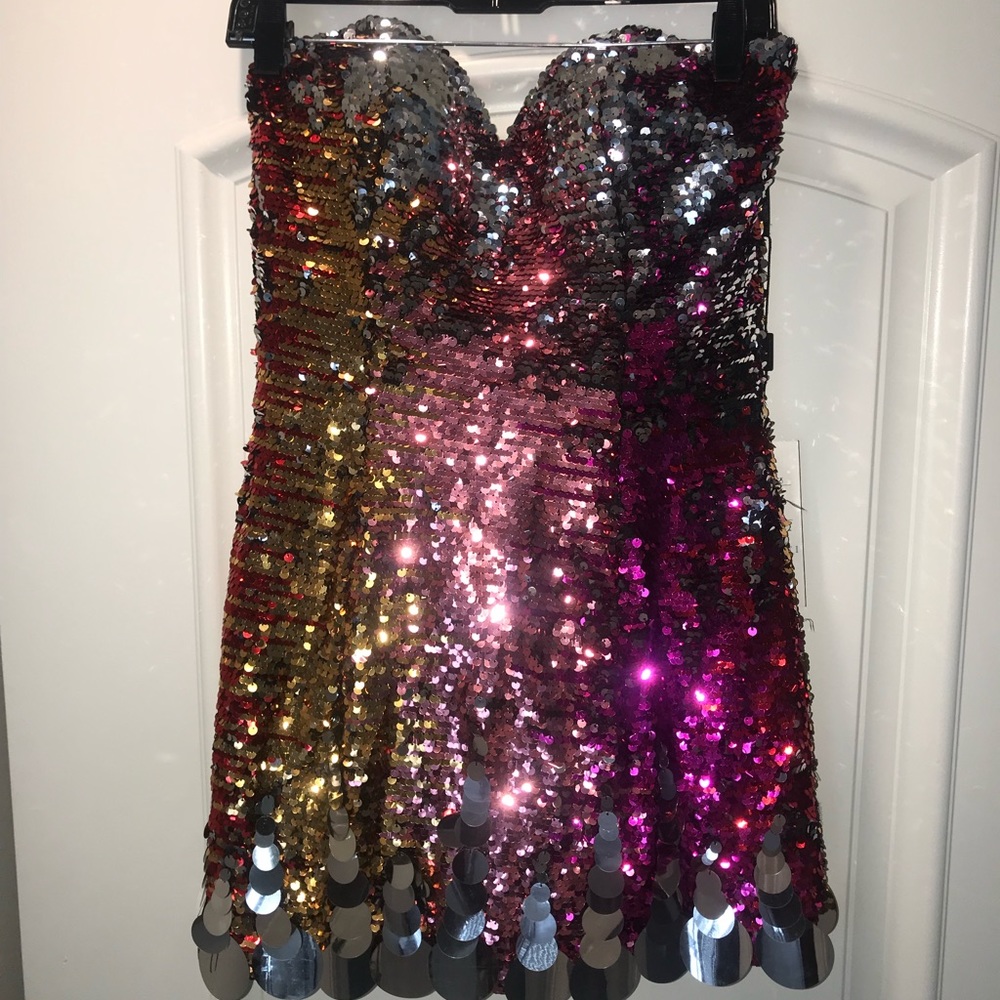 Multicolored bedazzled party dress